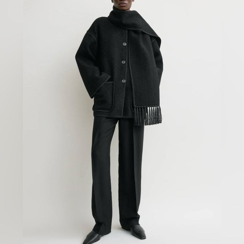 NWT Toteme - Embroidered scarf jacket, black, size 34 (US2).